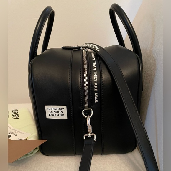 BURBERRY Calfskin Leather Montage Print Cube Bag - Picture 5 of 9